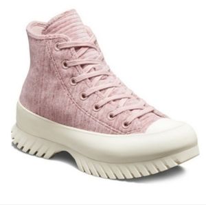 Converse chuck taylor pink velour high top platform sneakers mens 9.5 wo'n 11.5